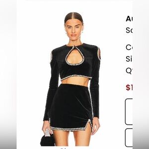 Black Velvet Cutout top with skirt